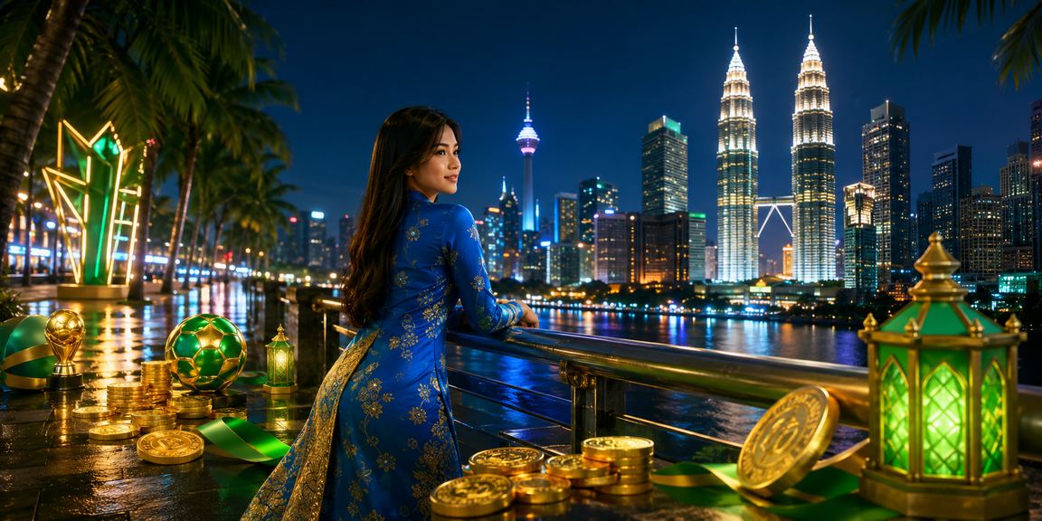 Pemandangan kasino dan taruhan di Kuala Lumpur dengan wanita memakai baju kurung